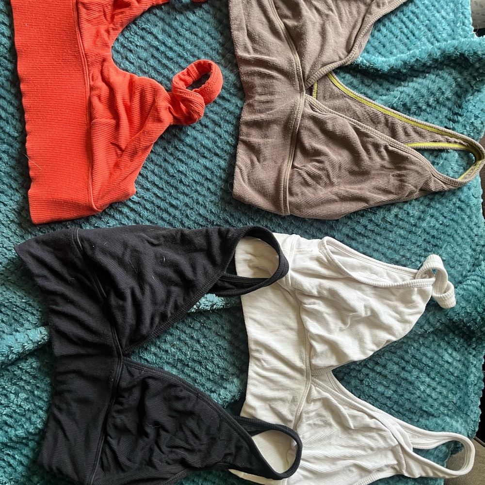 Set of 4 Bralettes in Red, Brown, Black, and White